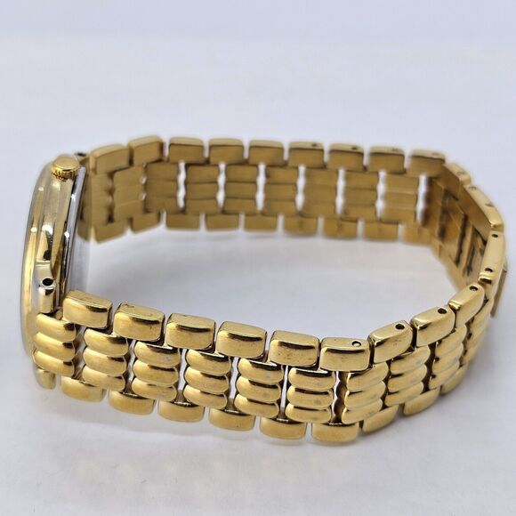 VTG Citizen CQ Women\'s Watch 32MM Black Dial Date Gold Bracelet 7.5\